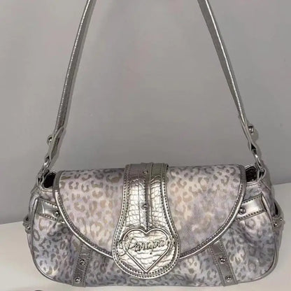 Y2k Bags For Women  New Arrive Retro Fashion Single Bag Korean Harajuku Shoulder Silver Underarm Bag Rivet Women's Handbags