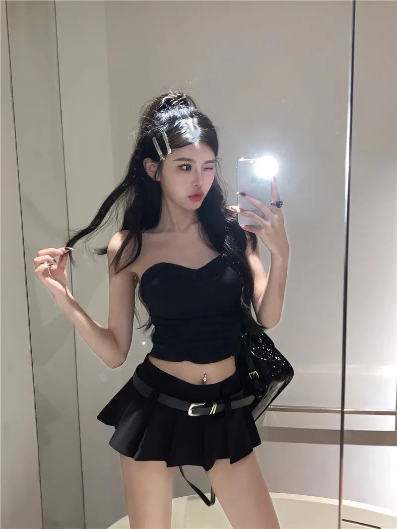Sexy  Skirt Women's Spring High Waist Pleated Micro  Skirt JK Skirt Beautiful Girls Short Skirts Casual Polyester