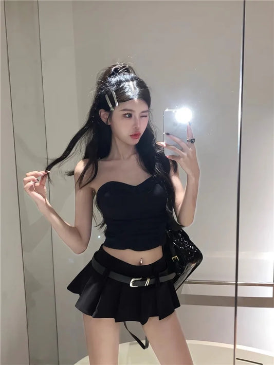 Sexy  Skirt Women's Spring High Waist Pleated Micro  Skirt JK Skirt Beautiful Girls Short Skirts Casual Polyester