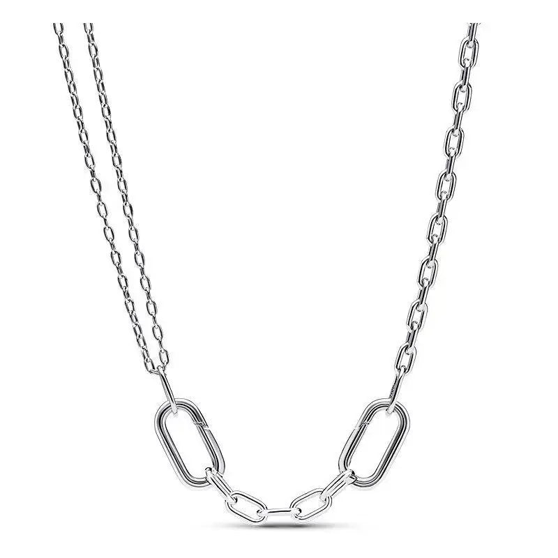 925 Sterling Silver Necklace, Elegant and Exquisite Jewelry, Mixed Beads, Daily Stackable Accessory, Gift for Ladies