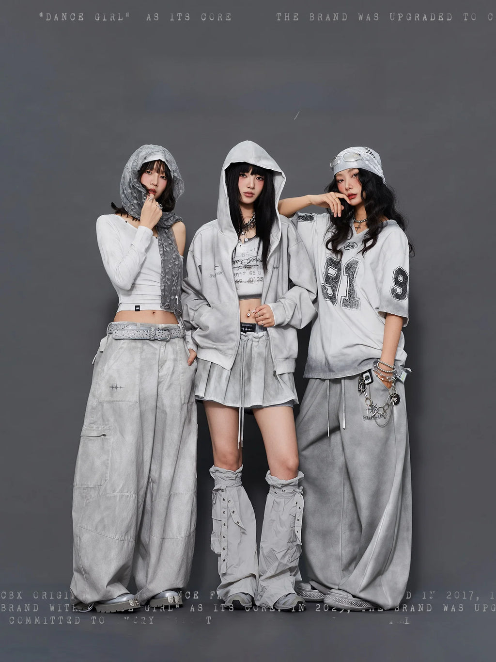 CBXLAB Street Dance Trendy Brand Dirty Dyeing Series Personality Washed Hip Hop Sports Pants Sexy Top Casual Sportswear Set
