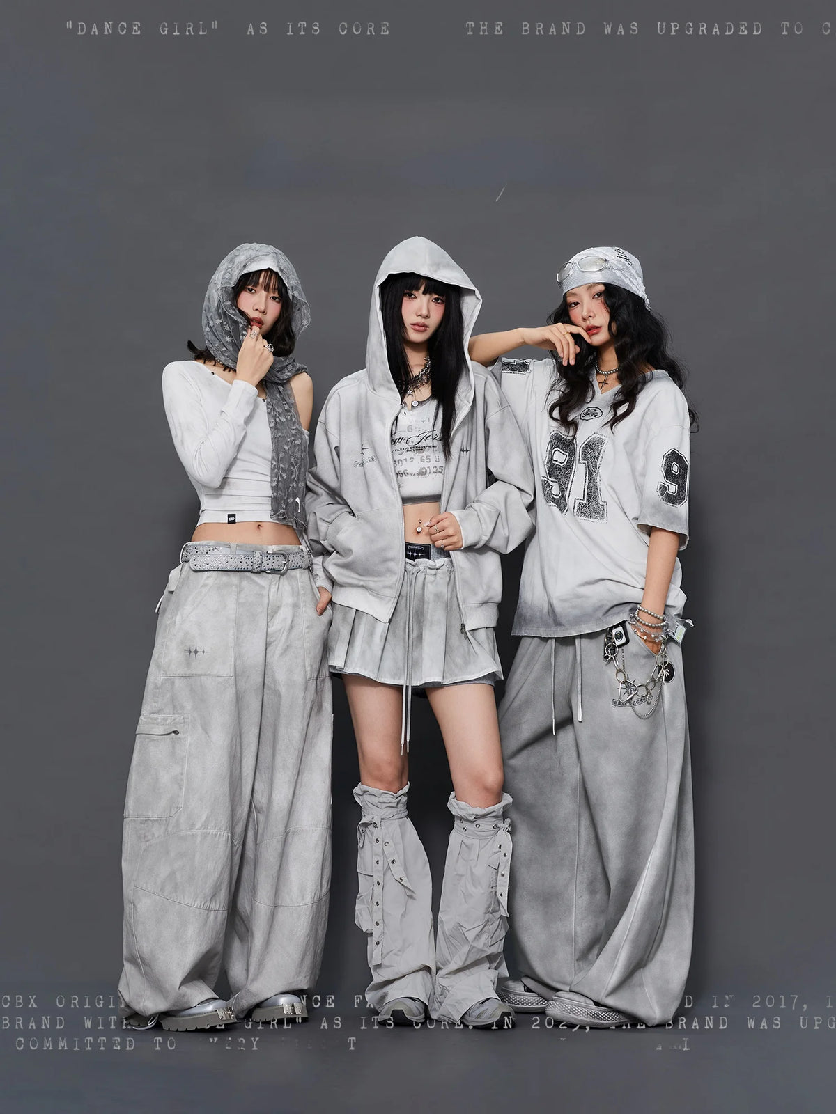 CBXLAB Street Dance Trendy Brand Dirty Dyeing Series Personality Washed Hip Hop Sports Pants Sexy Top Casual Sportswear Set