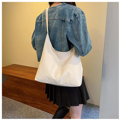 Large capacity commuting new winter popular 2025 solid color simple versatile fashion high sense texture casual single shoulder