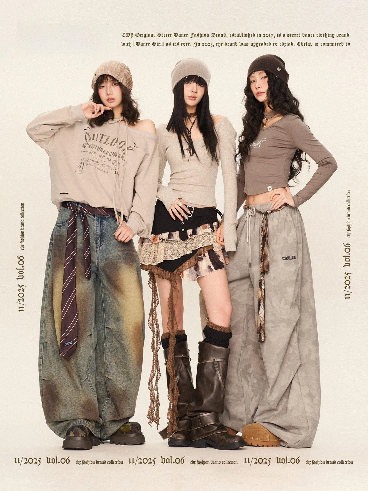 CBXLAB Street Dance Casual Long Pants Hot Girl Long Sleeve Women's Fashion Brand Desert Roamer American Hip Hop Loose Fit