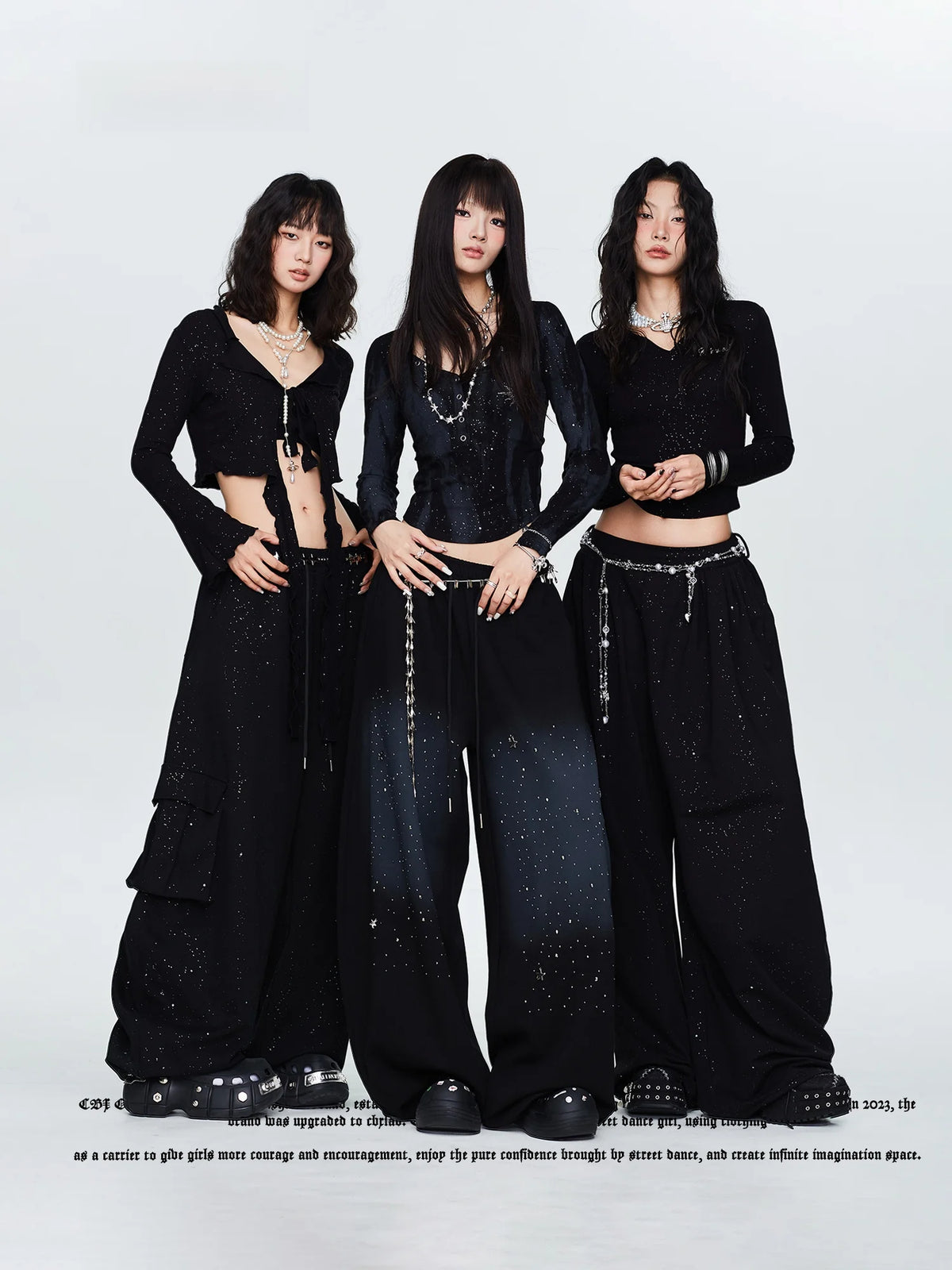 CBXLAB Street Dance Trendy Black American Rhinestone Sparkling Short Sleeve Jazz Sport Pants Set Women's Casual Sportswear