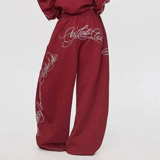 Autumn Winter New Fashion Solid Color Printed Two Piece Set Y2K Trendy Cool Hot Girl Hooded Zipper Hoodie Pants Street Dance Set