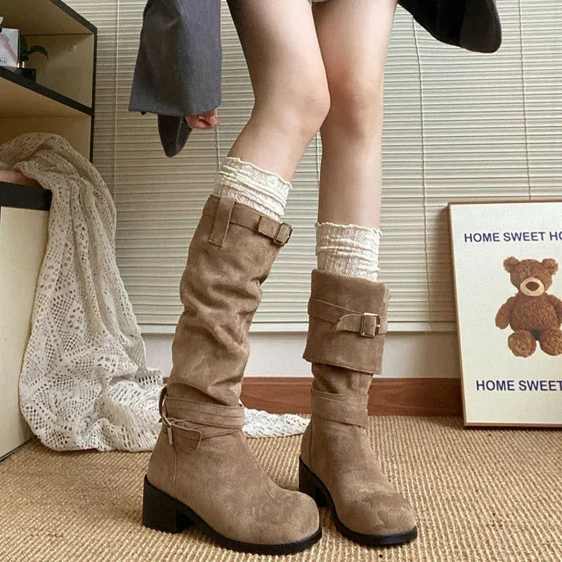 Retro pile boots Western cowboy boots Summer 2025 new high boots Spring and Autumn boots