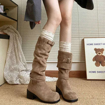 Retro pile boots Western cowboy boots Summer 2025 new high boots Spring and Autumn boots
