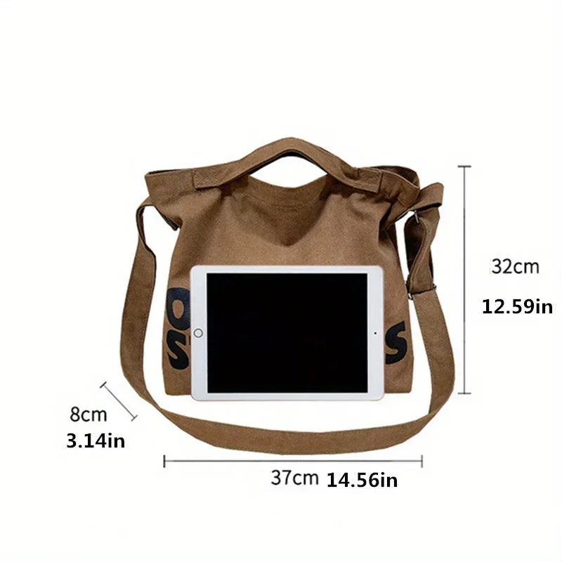 New Thickened Washed Canvas Bag, Korean Women Handbag Shoulder Bag, Large Capacity Women's Shopping Bags, Student School Bags