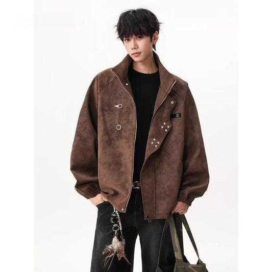 American Style Casual Motorcycle Jacket Men's Autumn Fashion Brand Versatile High Street Handsome Leisure Outerwear