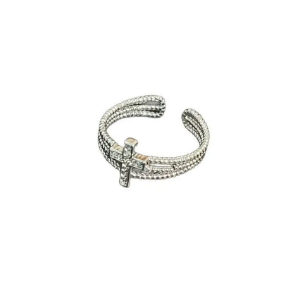 Y2K Style Vintage Cross Open Rings for Women Hypoallergenic Non-Fading Fashion Jewelry Gift for Teens Girls