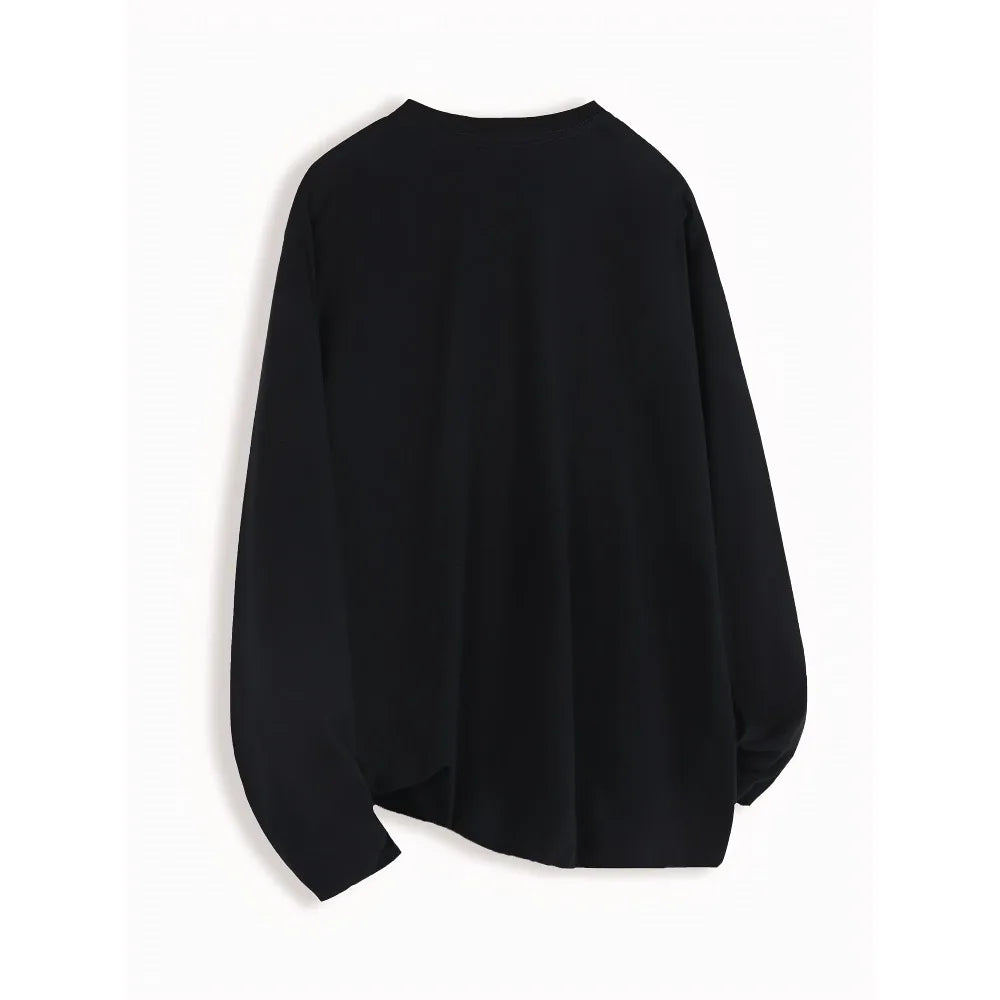 Men's Heavyweight Cotton Long Sleeved T-shirt Solid Color Casual Spring and Autumn New Style Suitable for Both Men and Women
