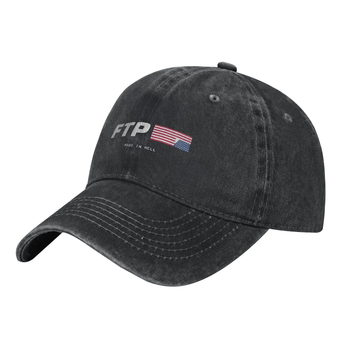 Y2K FTP Made In Hell Personalized Retro Cowboy Washed Baseball Caps Man  Denim Sunscreen Hat Female Camping Snapback Cap