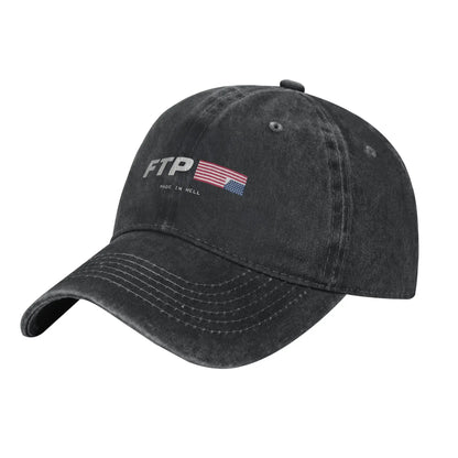 Y2K FTP Made In Hell Personalized Retro Cowboy Washed Baseball Caps Man  Denim Sunscreen Hat Female Camping Snapback Cap