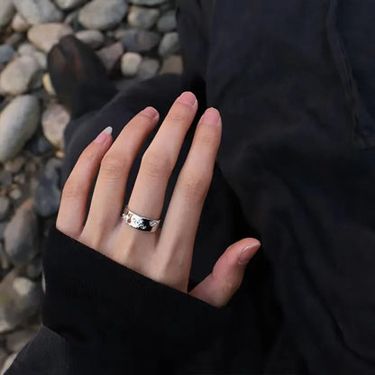 GUFTM Korean Irregular Rings Rhinestone Natural Stone Wedding Engagement Rings Adjustable Y2K Rings Aesthetic Jewelry