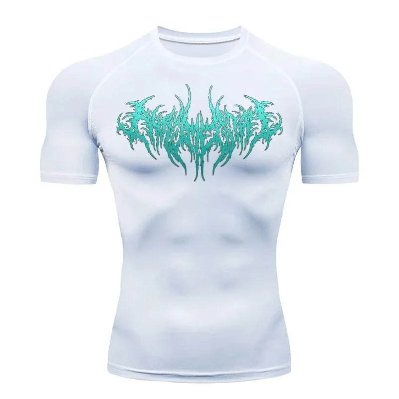 Men's Stretch Compression Shirt Fitness Gym Sports Running T-Shirt Thin Breathable Basketball Training Short Sleeve Top S-3XL