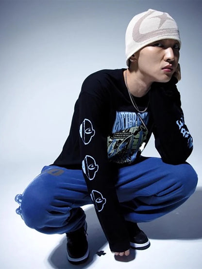 Women Beanie Korean Fashion Letter Jacquard Gothic Winter Warm Knit Vintage Y2k Hat Streetwear Wool Aesthetic Unisex Accessories