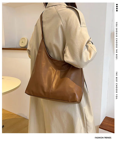 Large capacity commuting new winter popular 2025 solid color simple versatile fashion high sense texture casual single shoulder
