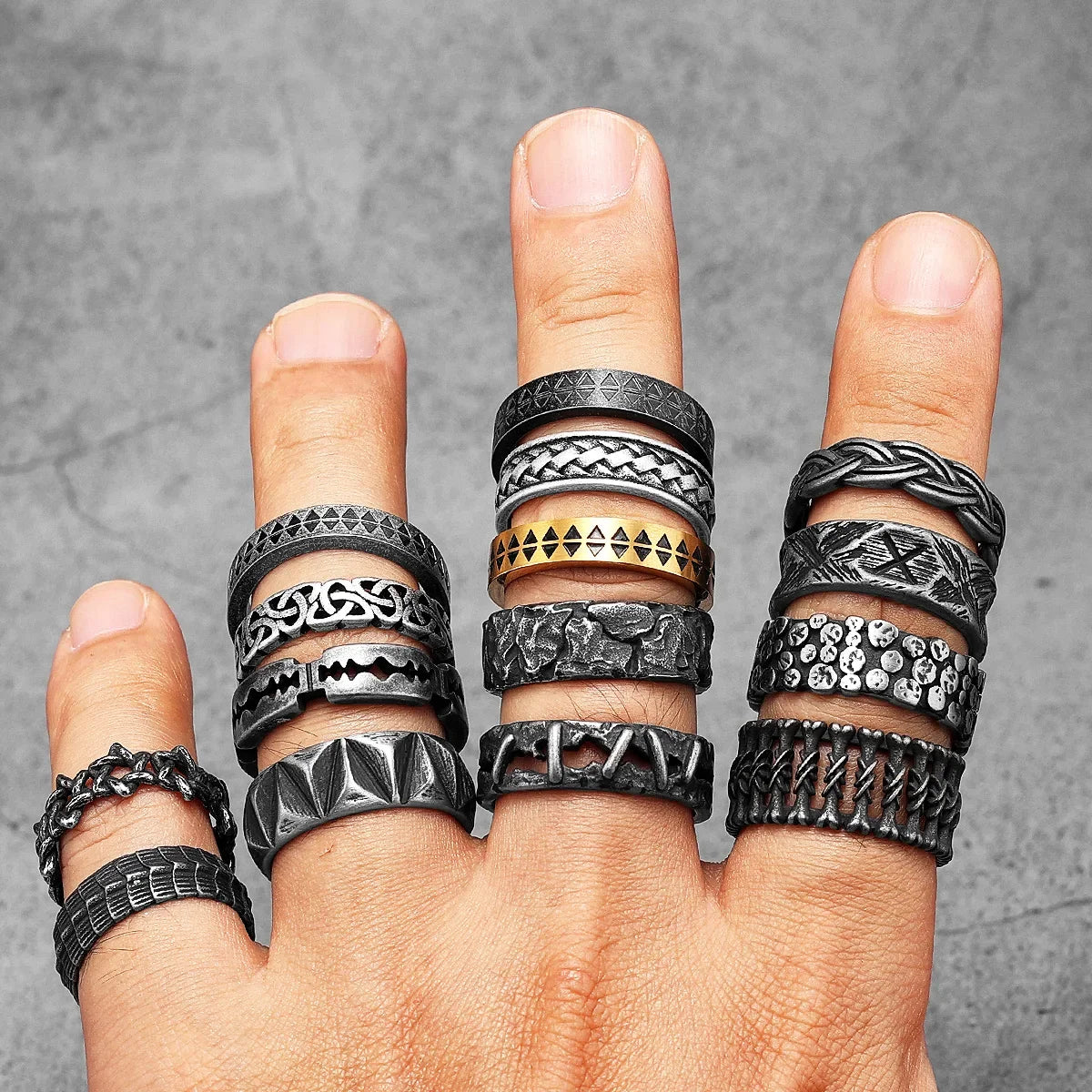 Rhombic Geometric Cut Men Rings Stainless Steel Retro Punk Rock Minimalism Women Jewelry Fashion Accessories Gift Wholesale