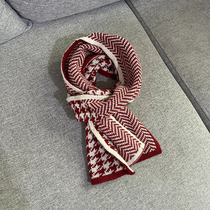 Women's Scarfs Korean Checkered Simple Harajuku Sweet Kawaii Versatile Winter Velvet Thickened Warm Comfortable Necks For Gorl