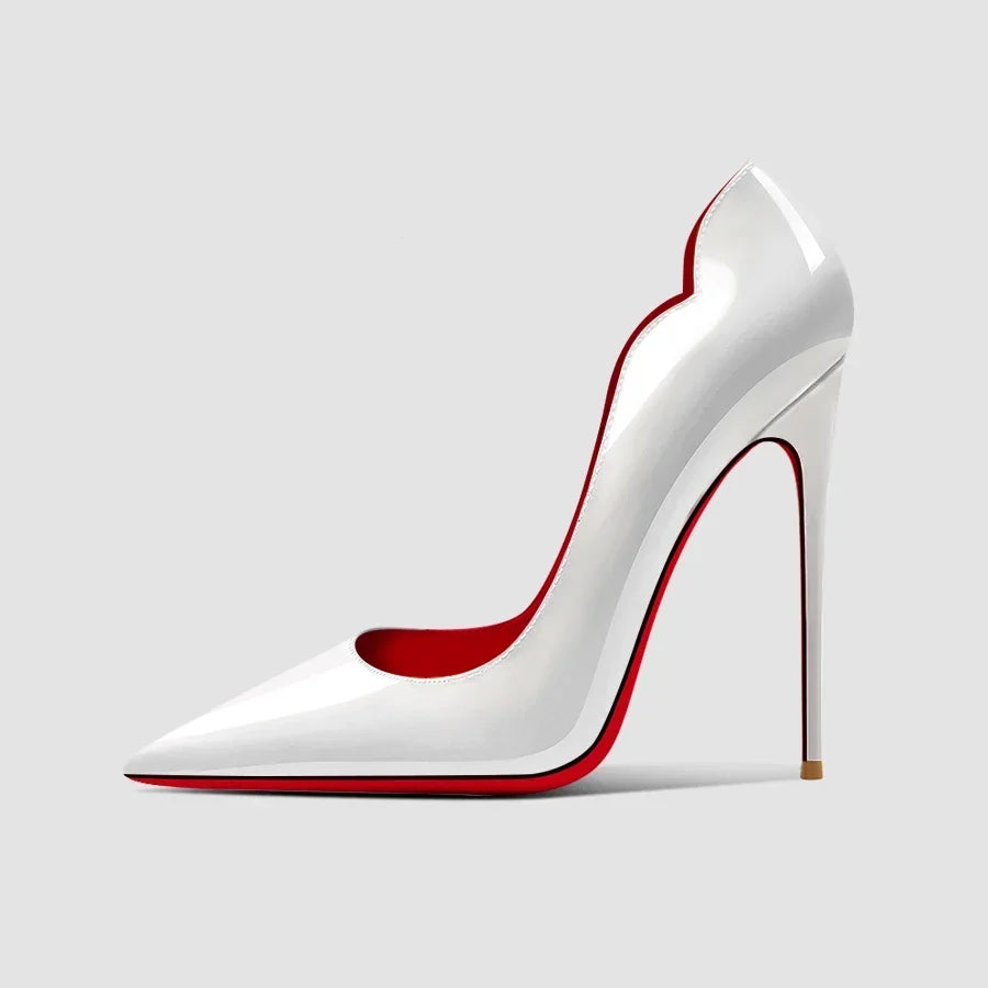 New 12cm pointed black high heels for women with slim heels, versatile and sexy, light mouth plus size single shoes 33-46