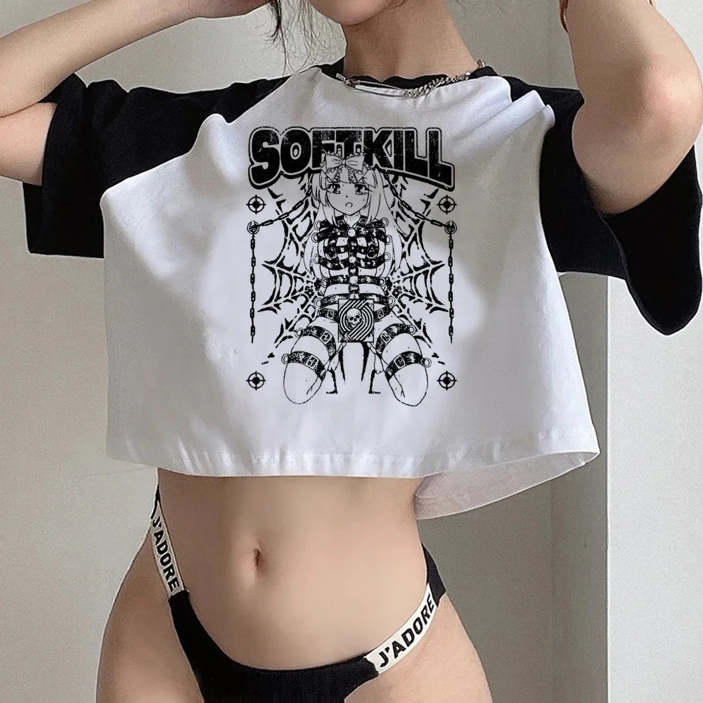 Y2k Tops streetwear  aesthetic fairycore crop top Woman cute aesthetic 90s cropped