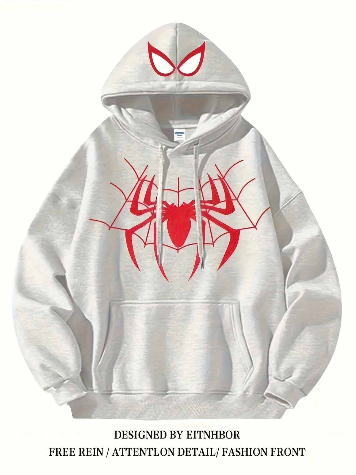 Spider Tide Cool Personality Print Men Women Hooded Sweatshirt Autumn Winter Daily Outdoor Holiday Casual Loose Warm Sportswear