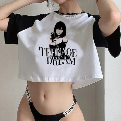 Y2k Tops streetwear  aesthetic fairycore crop top Woman cute aesthetic 90s cropped