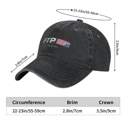 Y2K FTP Made In Hell Personalized Retro Cowboy Washed Baseball Caps Man  Denim Sunscreen Hat Female Camping Snapback Cap