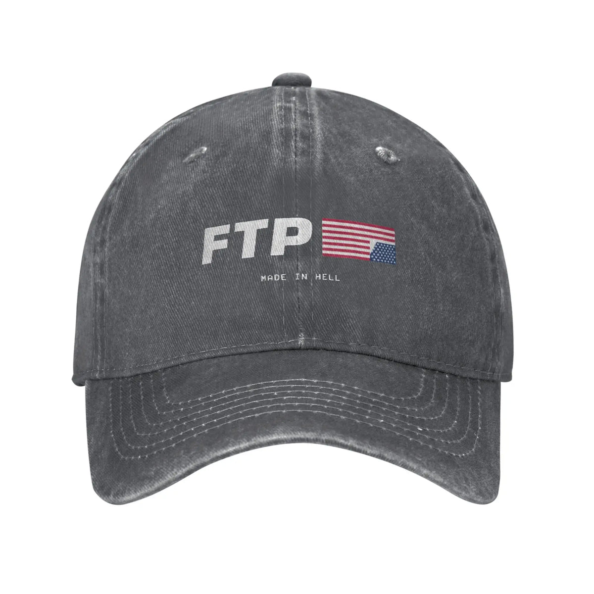 Y2K FTP Made In Hell Personalized Retro Cowboy Washed Baseball Caps Man  Denim Sunscreen Hat Female Camping Snapback Cap