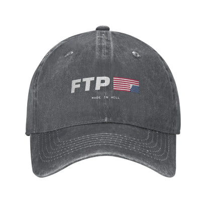 Y2K FTP Made In Hell Personalized Retro Cowboy Washed Baseball Caps Man  Denim Sunscreen Hat Female Camping Snapback Cap