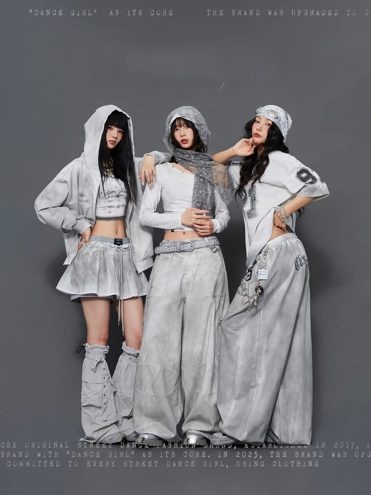 CBXLAB Street Dance Trendy Brand Dirty Dyeing Series Personality Washed Hip Hop Sports Pants Sexy Top Casual Sportswear Set