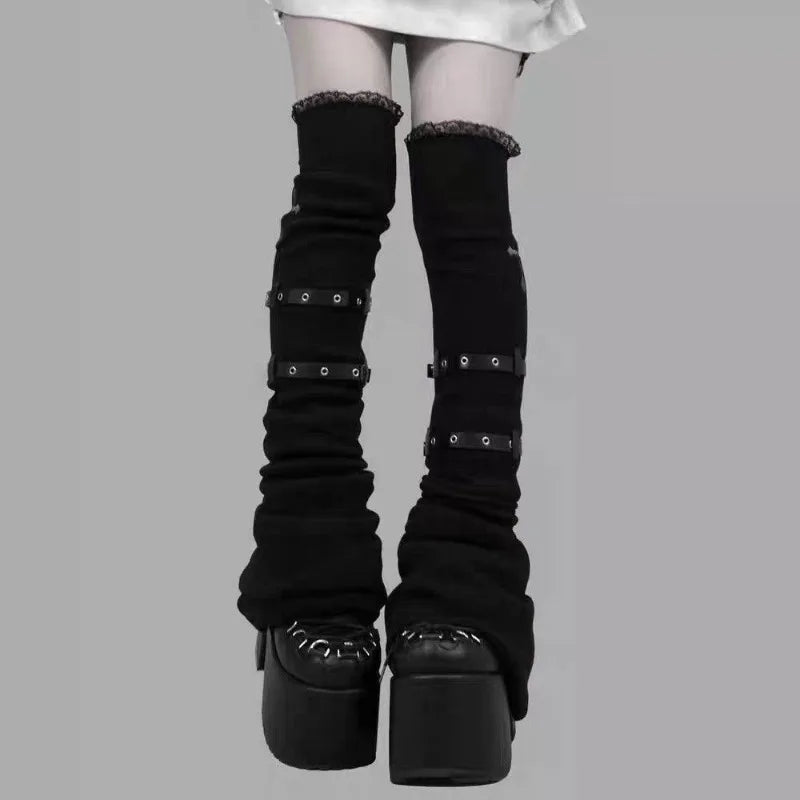 Y2K Aesthetic Wide Leg Denim Socks Stockings Women's Subcultural Punk Y2k Socks Leg Warmers Hot Girls Chic