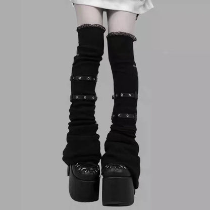 Y2K Aesthetic Wide Leg Denim Socks Stockings Women's Subcultural Punk Y2k Socks Leg Warmers Hot Girls Chic