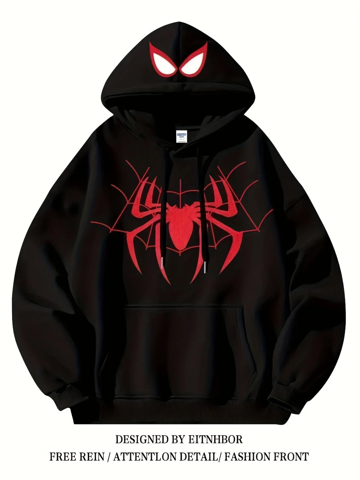 Spider Tide Cool Personality Print Men Women Hooded Sweatshirt Autumn Winter Daily Outdoor Holiday Casual Loose Warm Sportswear