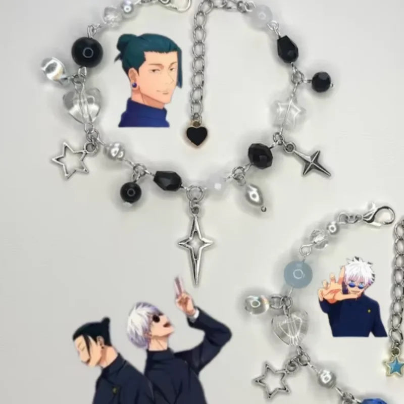 Handmade Bracelets | anime inspired bracelets, couple friendship set, grunge whimsygoth set, jujutsu, gojo geto