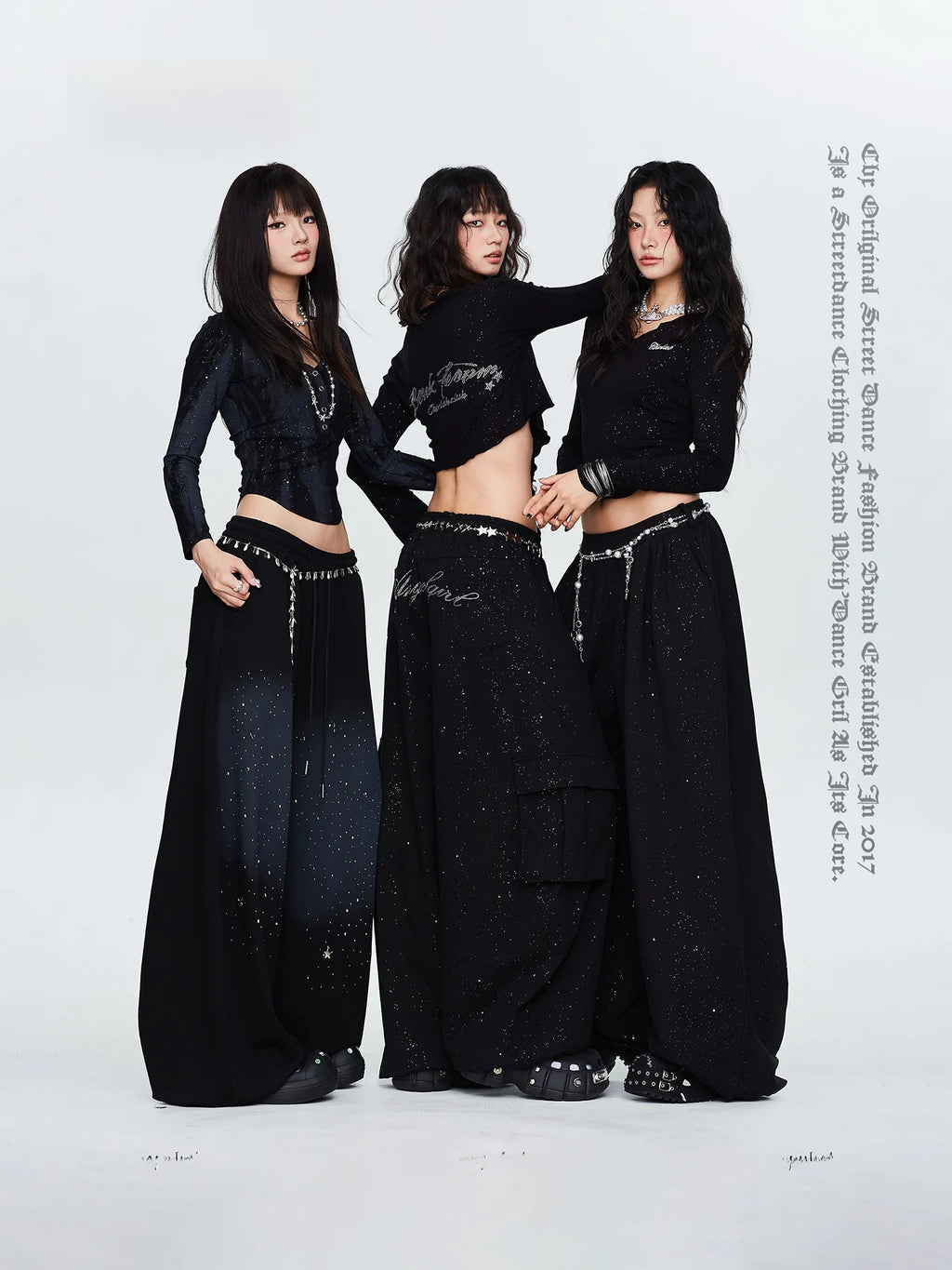 CBXLAB Street Dance Trendy Black American Rhinestone Sparkling Short Sleeve Jazz Sport Pants Set Women's Casual Sportswear
