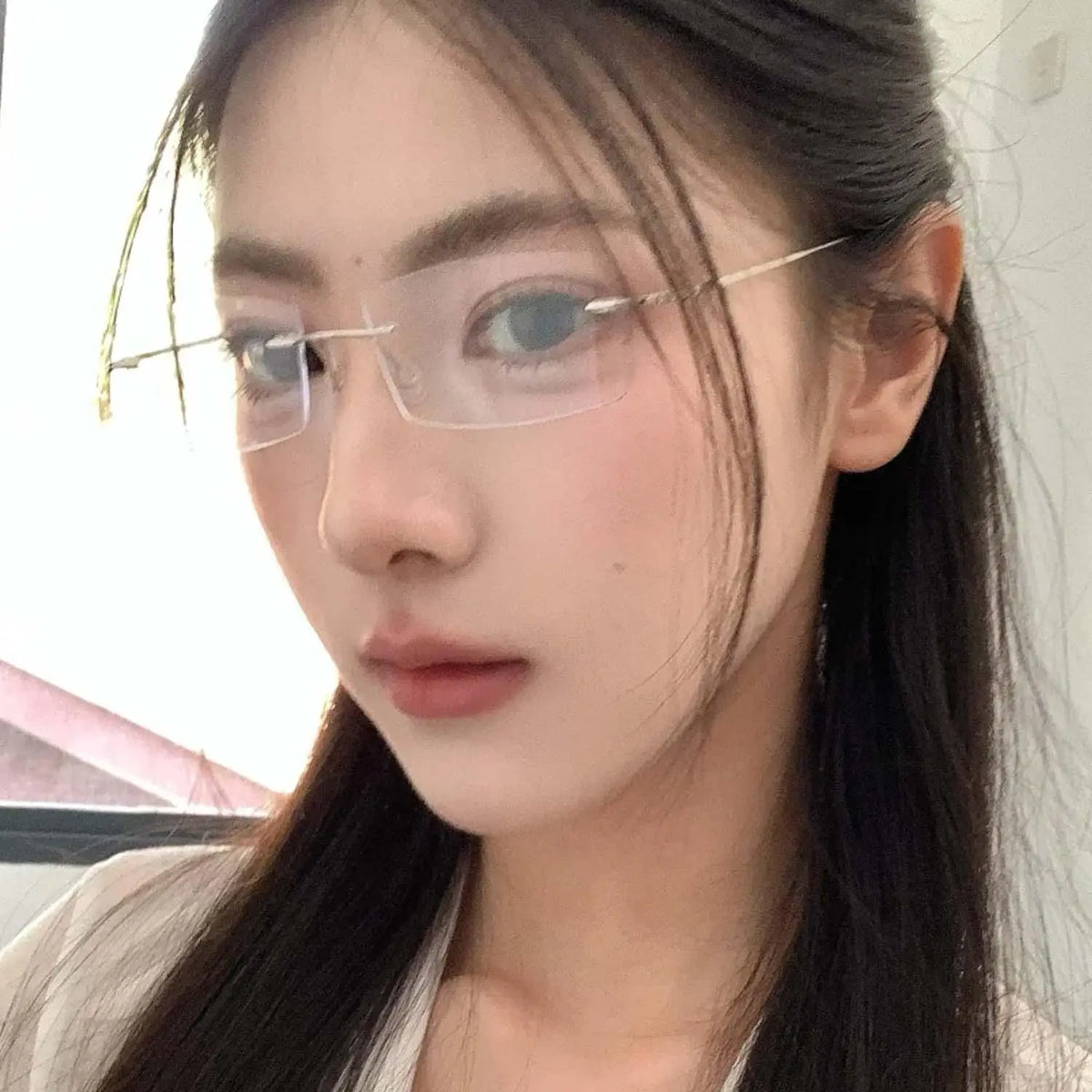 Y2K Anti Blue Light Blocking Glasses Fashion Transparent Square Frameless Eyeglass Square Rimless Glasses Light Clear Glasses