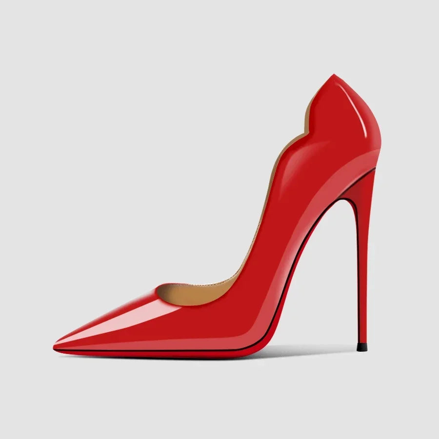 New 12cm pointed black high heels for women with slim heels, versatile and sexy, light mouth plus size single shoes 33-46
