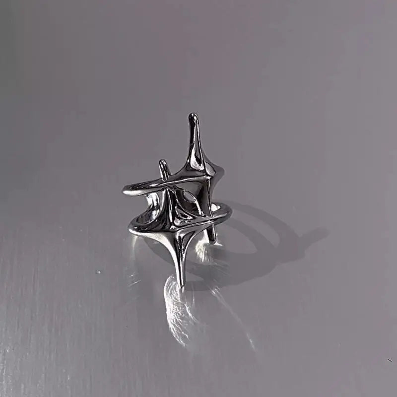 Cute Y2K Star Open Ring for Women Creative Vintage Silver Color Adjustable Rings Couple Jewelry Gift