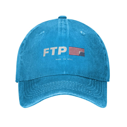 Y2K FTP Made In Hell Personalized Retro Cowboy Washed Baseball Caps Man  Denim Sunscreen Hat Female Camping Snapback Cap