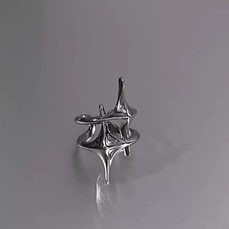 Cute Y2K Star Open Ring for Women Creative Vintage Silver Color Adjustable Rings Couple Jewelry Gift