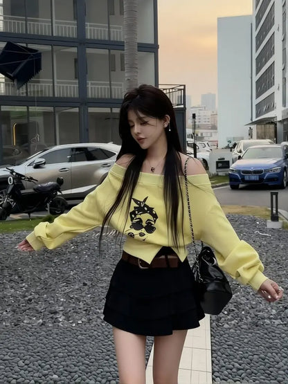 Tunic Batwing Sleeve Off Shoulder Top Women Casual Korean Boat Neck Sweatshirt Waist Split Long Sleeve T Shirt Basic Tees