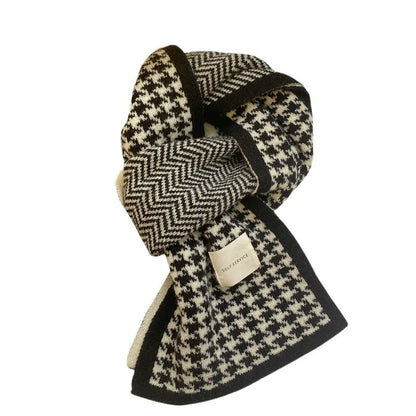 Women's Scarfs Korean Checkered Simple Harajuku Sweet Kawaii Versatile Winter Velvet Thickened Warm Comfortable Necks For Gorl