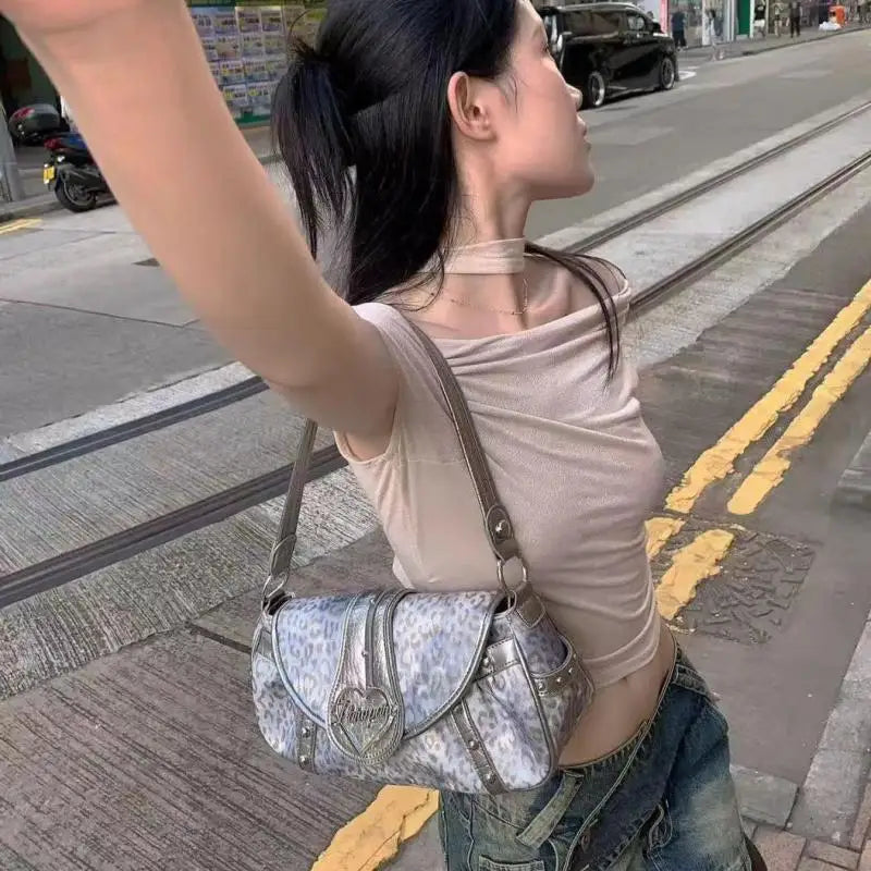 Y2k Bags For Women  New Arrive Retro Fashion Single Bag Korean Harajuku Shoulder Silver Underarm Bag Rivet Women's Handbags