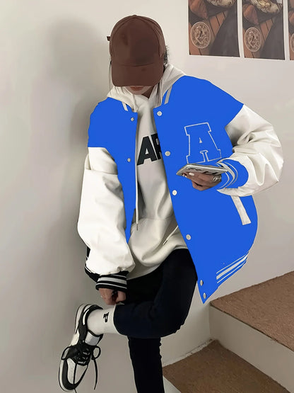 Women Bomber Jackets 2025 Fall Winter Fashion Baseball Uniform Oversize Coats Student Couple Harajuku Loose Jacket Streetwear