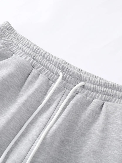 Men's Light Gray Wide Leg Sweatpants Spring Fall Loose Straight Leg Casual Trousers