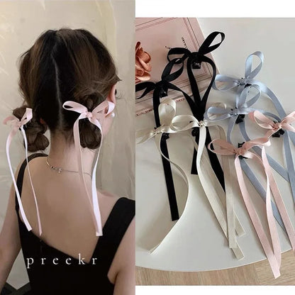 2pcs cute ribbon hair clip claw for girls pink bow hairclip women small clip claw Sweet Bowknot Barrettes Y2K Accessories