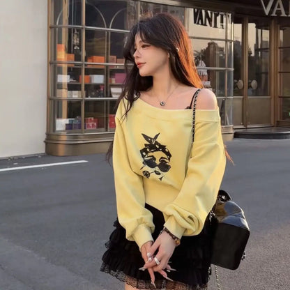 Tunic Batwing Sleeve Off Shoulder Top Women Casual Korean Boat Neck Sweatshirt Waist Split Long Sleeve T Shirt Basic Tees