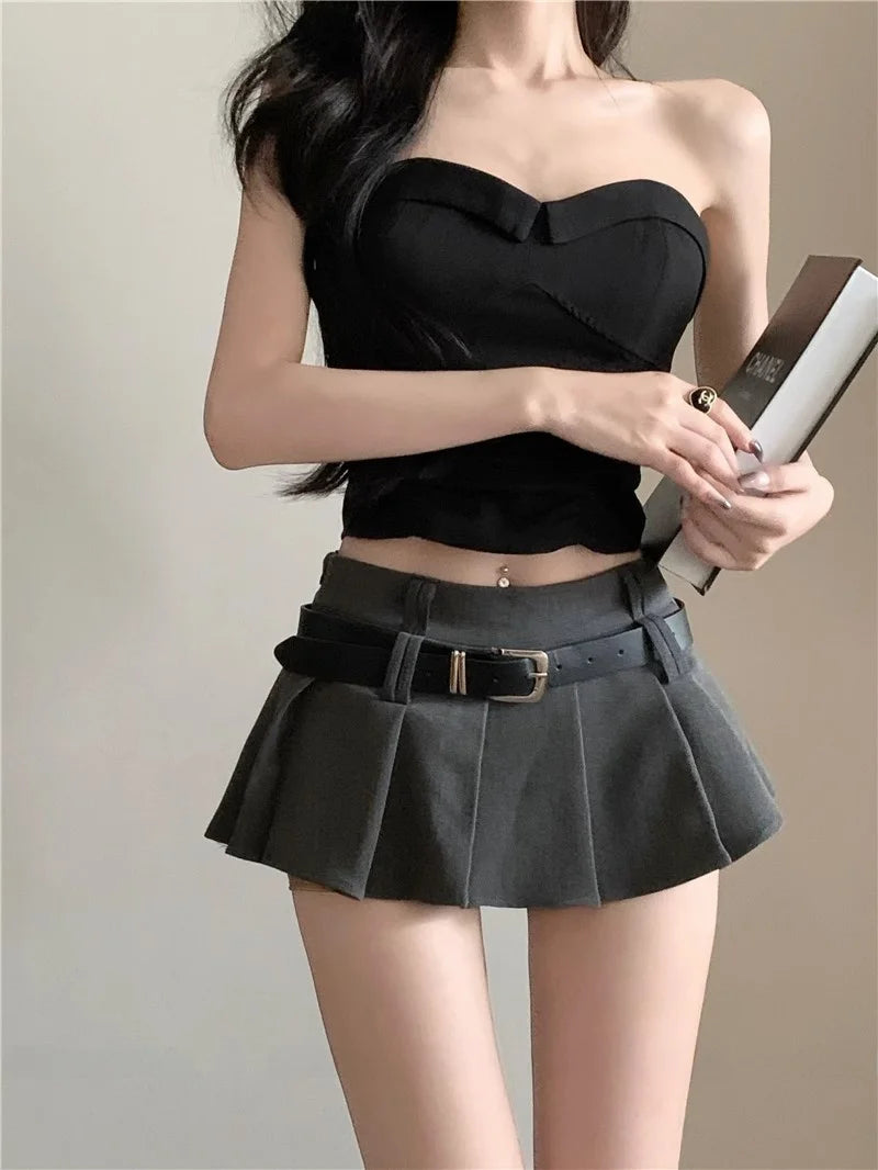 Sexy  Skirt Women's Spring High Waist Pleated Micro  Skirt JK Skirt Beautiful Girls Short Skirts Casual Polyester